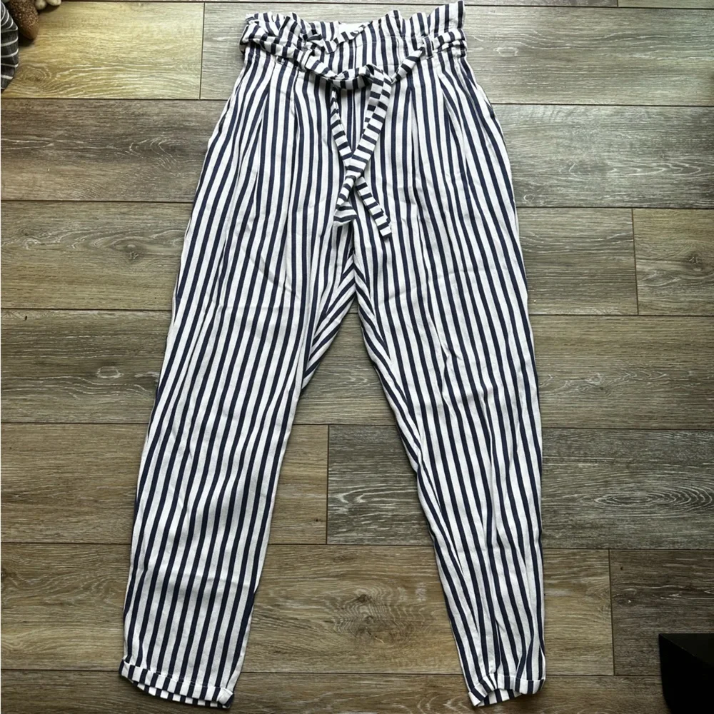 Mayoral Girls High Waist Paper Boy Mayoral Navy Stripe‎ Pleated Pants Size 14